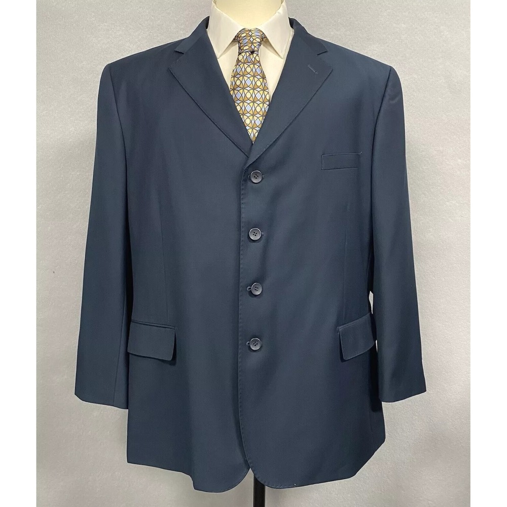 Tessori Uomo Milan Italy Men’s Blazer Super 150's Jacket Navy Blue 48R Formal